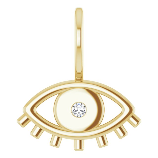 14K Yellow Or White Gold Or Sterling Silver Round 1.7Mm I1, G-H Polished .02 Ct Natural Diamond Evil Eye Charm/Pendant