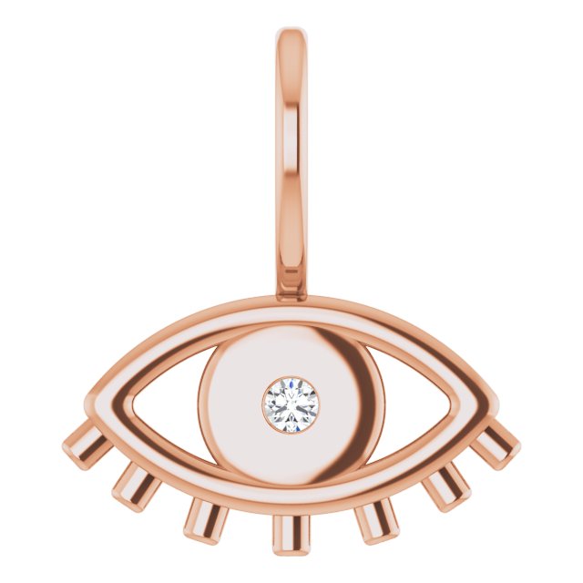 14K Yellow Or White Gold Or Sterling Silver Round 1.7Mm I1, G-H Polished .02 Ct Natural Diamond Evil Eye Charm/Pendant