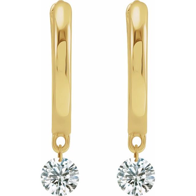 14K Yellow Or White Gold 3.5 Mm Round Polished 1/3 Ctw Drilled Natural Diamond Hinged Hoop Earrings