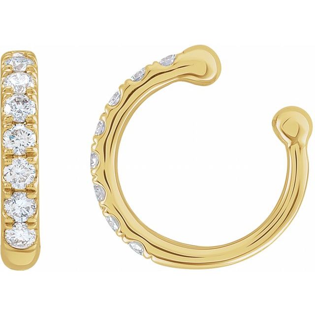 14K Yellow Or White Gold 1.6 Mm Round Polished 1/6 Ctw Natural Diamond Ear Cuff