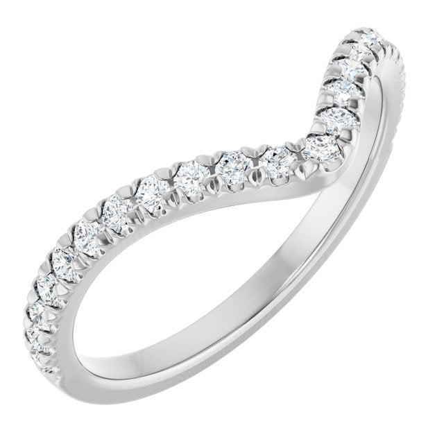 14K Yellow Or White Or Rose Gold Round Polished Natural Diamond French-Set Contour Band