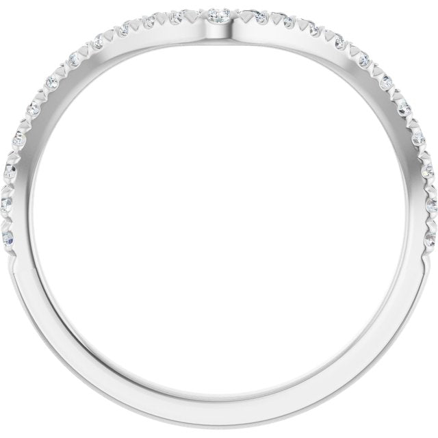 14K Yellow Or White Or Rose Gold Round Polished Natural Diamond French-Set Contour Band