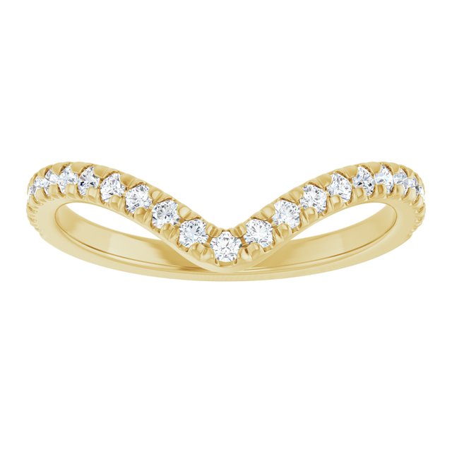 14K Yellow Or White Or Rose Gold Round Polished Natural Diamond French-Set Contour Band