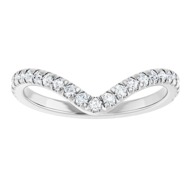 14K Yellow Or White Or Rose Gold Round Polished Natural Diamond French-Set Contour Band