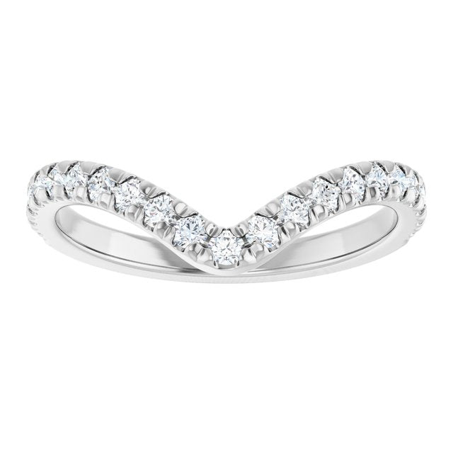14K Yellow Or White Or Rose Gold Round Polished Natural Diamond French-Set Contour Band
