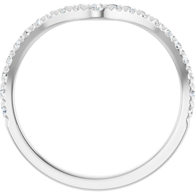 14K Yellow Or White Or Rose Gold Round Polished Natural Diamond French-Set Contour Band