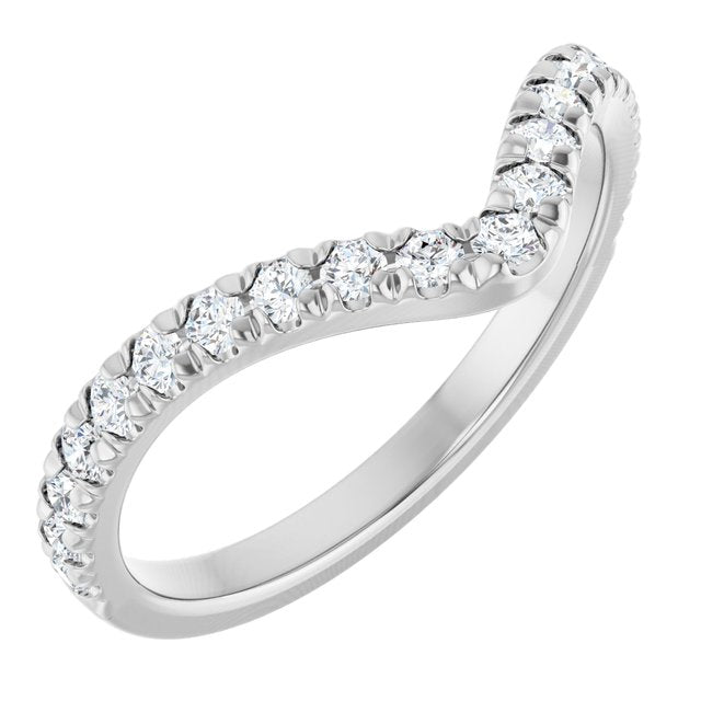 14K Yellow Or White Or Rose Gold Round Polished Natural Diamond French-Set Contour Band