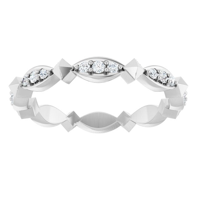 14K Yellow Or White Gold Round Si2-Si3, G-H Polished 1/4 Ctw Natural Diamond Eternity Band, Size 7