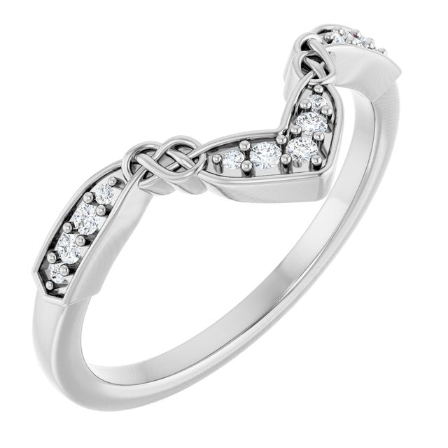 14K Yellow Or White Gold Round Polished .08 Ctw Natural Diamond Celtic Inspired Contour Band, Size 7