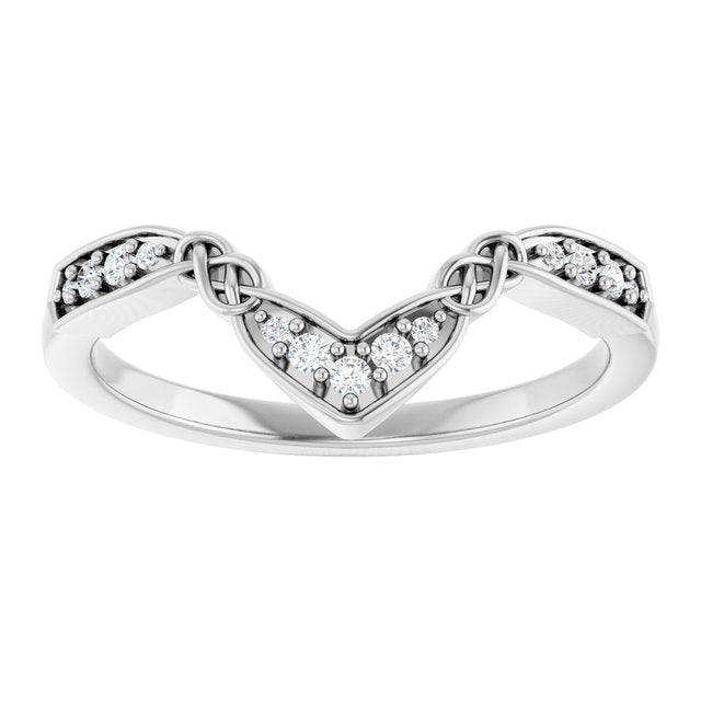 14K Yellow Or White Gold Round Polished .08 Ctw Natural Diamond Celtic Inspired Contour Band, Size 7