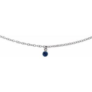 14K White Gold Round 3 Mm Blue Sapphire Necklace, Length: 16 In