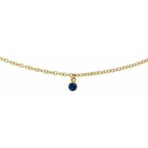 14K Yellow Gold Round 3 Mm Blue Sapphire Necklace, Length: 16 In