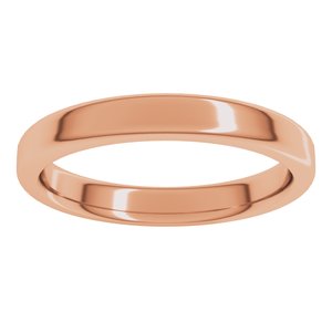 14K Yellow Or White Or Rose Gold Or Sterling Silver Or Platinum 3 Mm Flat Comfort Fit With Round Edge Band