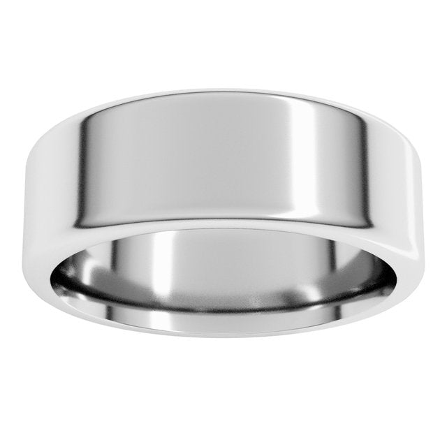 14K Yellow Or White Gold Or Sterling Silver Or Platinum Standard Flat Comfort Fit With Round Edge Band