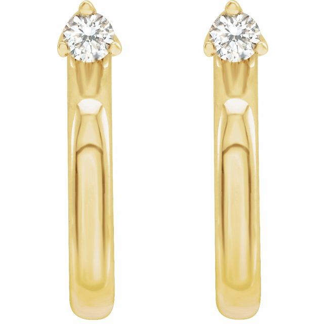 14K Yellow Or White Gold 2 Mm Round Friction Back Polished .06 Ctw Natural Diamond C-Hoop Earrings