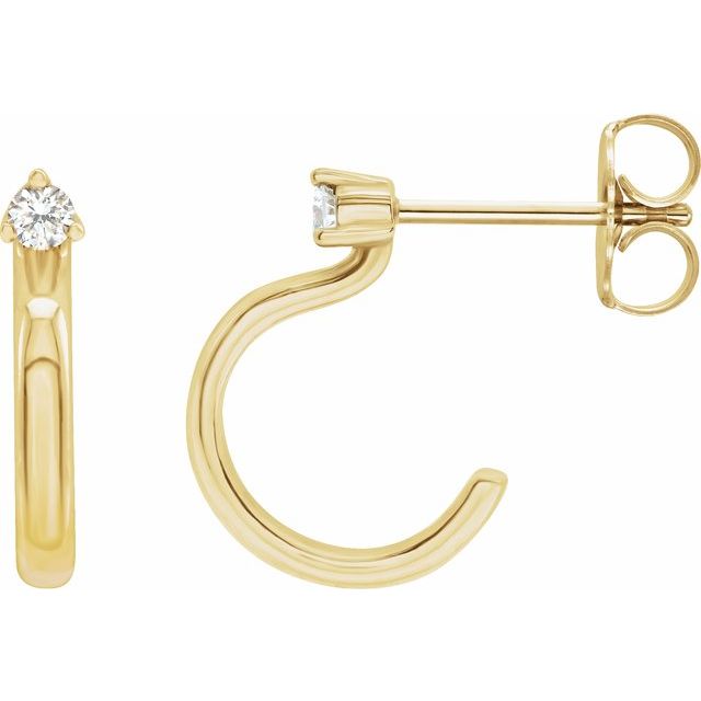 14K Yellow Or White Gold 2 Mm Round Friction Back Polished .06 Ctw Natural Diamond C-Hoop Earrings