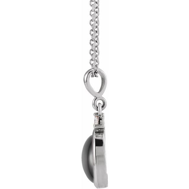 14K White Gold Oval 6 X 4Mm I1, G-H 16-18 In Polished Natural Gemstone And Natural Diamond Necklace