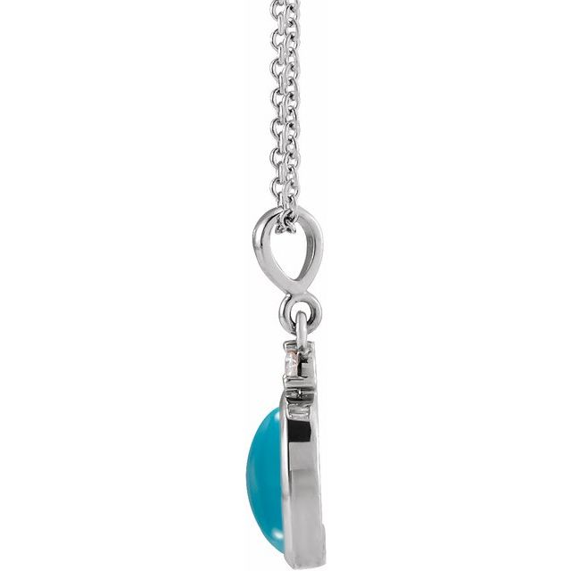 14K White Gold Oval 6 X 4Mm I1, G-H 16-18 In Polished Natural Gemstone And Natural Diamond Necklace