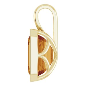 14K Yellow Gold Emerald 12 X 10 Mm Natural Citrine Pendant