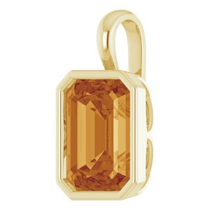 14K Yellow Gold Emerald 12 X 10 Mm Natural Citrine Pendant