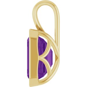 14K Yellow Gold Emerald 10 X 8 Mm Natural Amethyst Pendant
