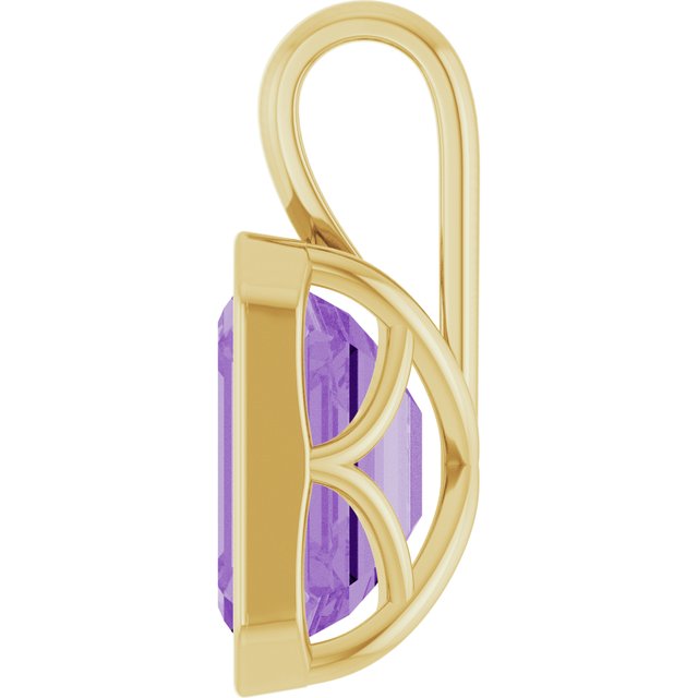 14K Yellow Gold Emerald 10 X 8 Mm Polished Lab-Grown Purple Sapphire Pendant