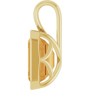 14K Yellow Gold Emerald 10 X 8 Mm Natural Citrine Pendant
