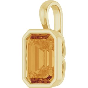 14K Yellow Gold Emerald 10 X 8 Mm Natural Citrine Pendant