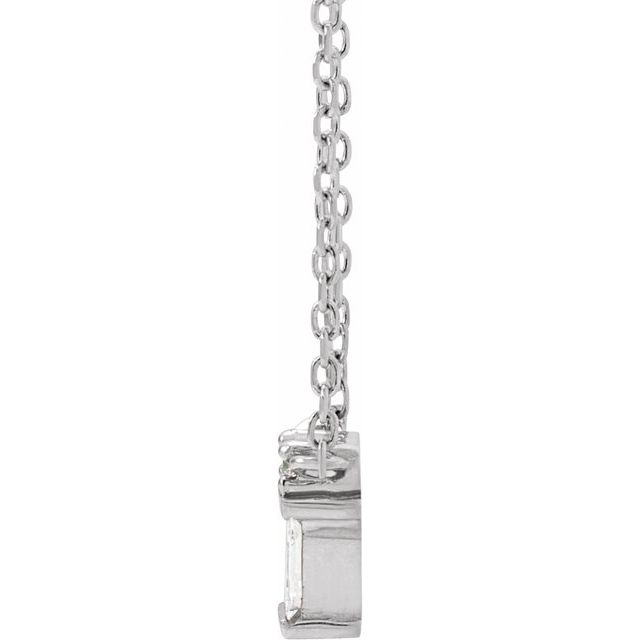 14K White Gold Straight Baguette 3.5 X 1.5Mm Si2-Si3, G-H 18 In Polished .07 Ctw Natural Diamond Necklace