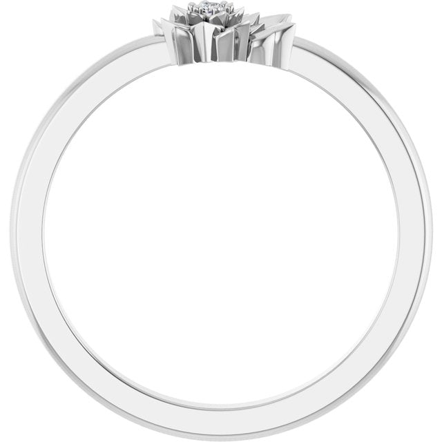 14K Yellow Gold Or Sterling Silver Round 1.5 Mm I1, G-H :: 0.015 Ct Polished .015 Ct Natural Diamond Flower Ring, Size 5