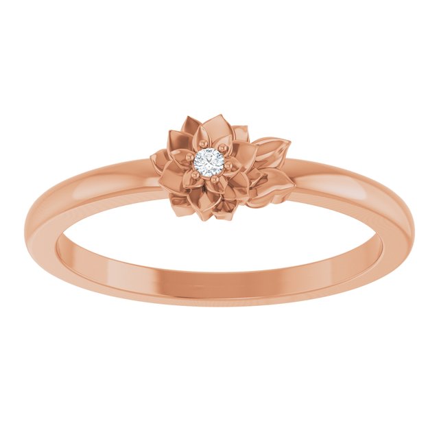 14K Rose Gold Round 1.5 Mm I1, G-H :: 0.015 Ct Polished .015 Ct Natural Diamond Flower Ring, Size 7