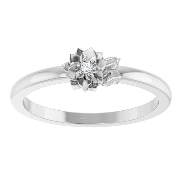14K Yellow Gold Or Sterling Silver Round 1.5 Mm I1, G-H :: 0.015 Ct Polished .015 Ct Natural Diamond Flower Ring, Size 5