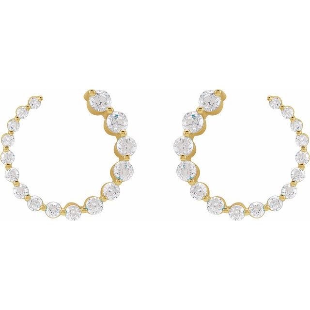 14K Yellow Or White Gold 15 X 15 Mm Round 2.4Mm Pair Friction Back Polished 7/8 Ctw Natural Diamond Front-Back Earrings