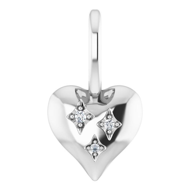 14K Yellow Or White Gold Or Sterling Silver Round I1, G-H Polished .01 Ctw Natural Diamond Heart Charm/Pendant