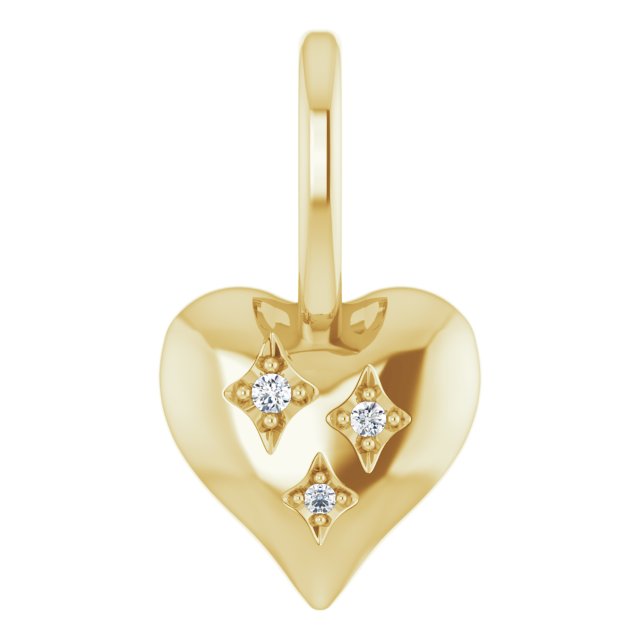 14K Yellow Or White Gold Or Sterling Silver Round I1, G-H Polished .01 Ctw Natural Diamond Heart Charm/Pendant