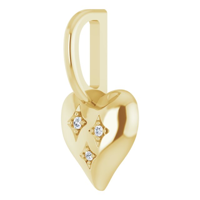 14K Yellow Or White Gold Or Sterling Silver Round I1, G-H Polished .01 Ctw Natural Diamond Heart Charm/Pendant