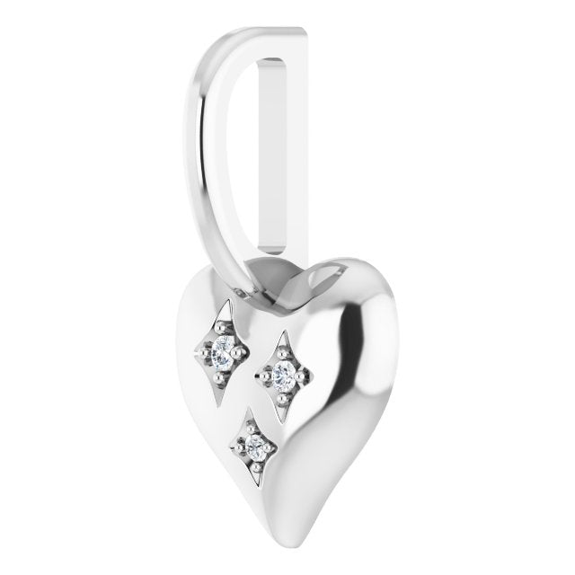 14K Yellow Or White Gold Or Sterling Silver Round I1, G-H Polished .01 Ctw Natural Diamond Heart Charm/Pendant