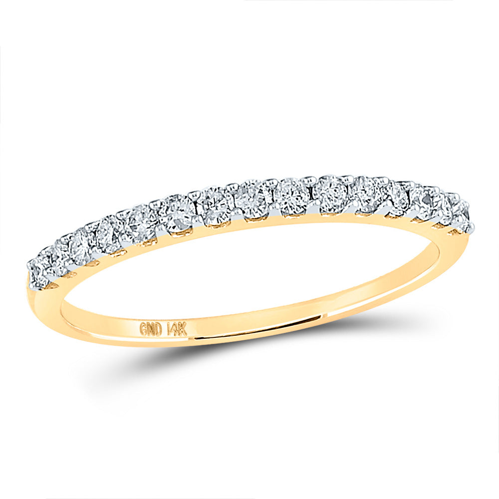 14K Yellow Gold Womens Round Diamond Wedding Anniversary Band 1/4 Cttw, Womens Size: 5-10
