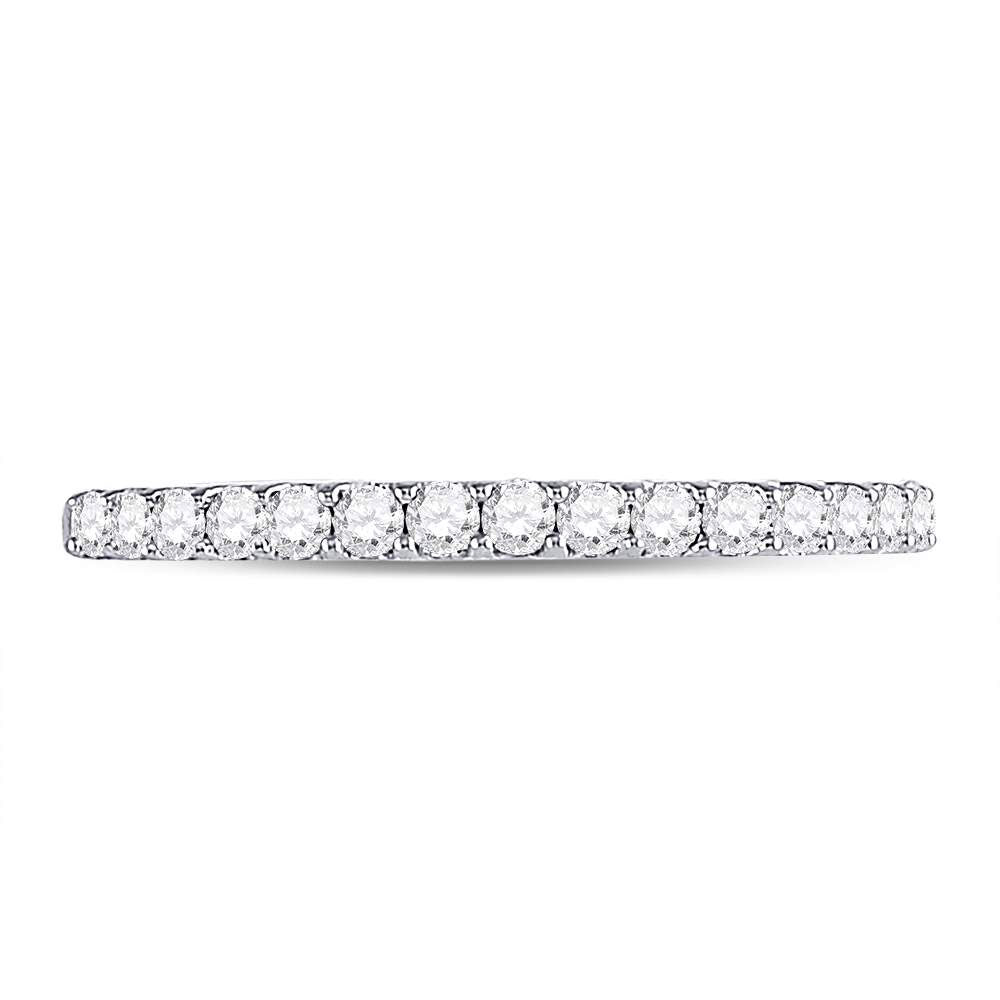 14K White Gold Womens Round Pave-set Diamond Single Row Wedding Band 1/4 Cttw, Womens Size: 5-10