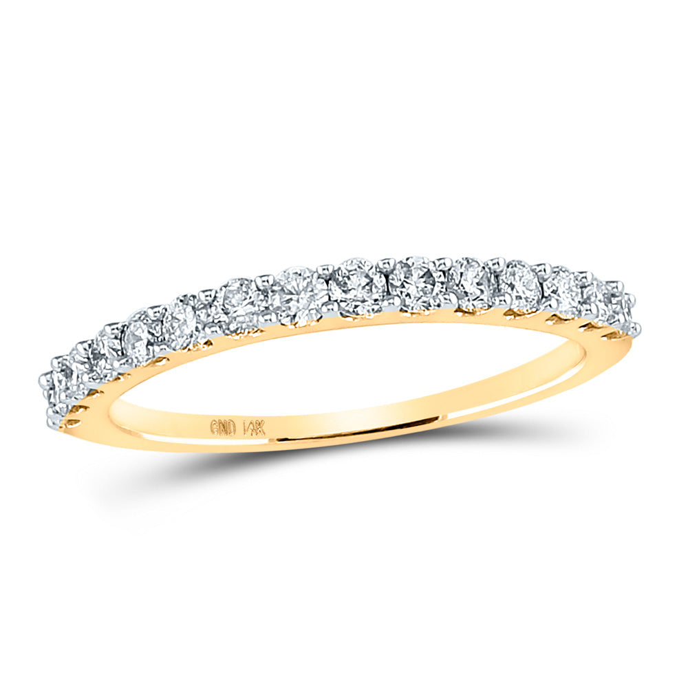 14K Yellow Gold Womens Round Diamond Wedding Anniversary Band 1/2 Cttw, Womens Size: 5-10