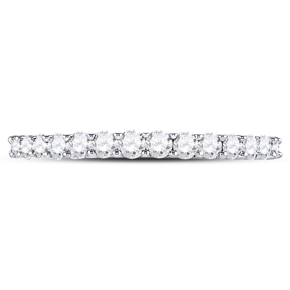 14K White Gold Womens Round Diamond Wedding Anniversary Band 1/2 Cttw, Womens Size: 5-10