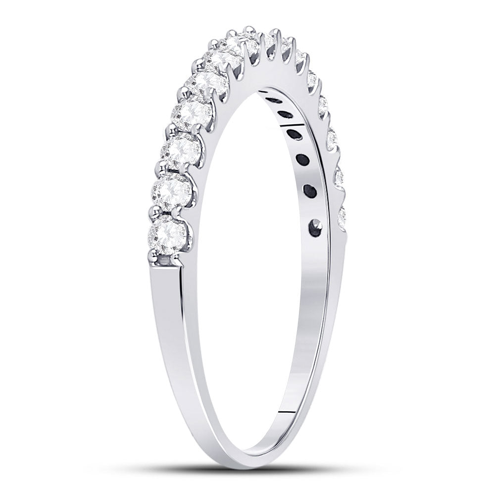 14K White Gold Womens Round Diamond Wedding Anniversary Band 1/2 Cttw, Womens Size: 5-10