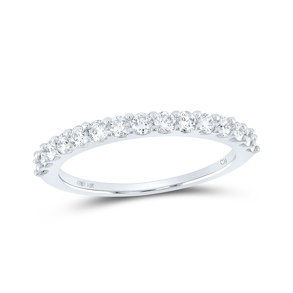 14K White Gold Womens Round Diamond Wedding Anniversary Band 1/2 Cttw, Womens Size: 5-10