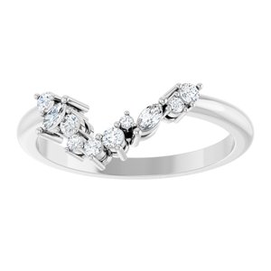 14K White Gold Emerald 6 X 4 Mm Si2-Si3, Ghi :: 1/6 Ctw Polished 1/6 Ctw Natural Diamond Matching Band Size 7