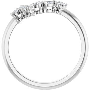 14K White Gold Emerald 6 X 4 Mm Si2-Si3, Ghi :: 1/6 Ctw Polished 1/6 Ctw Natural Diamond Matching Band Size 7