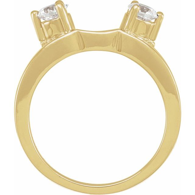 14K Yellow Gold Round 4.1 Mm Polished 1/2 Ctw Natural Diamond Ring Guard, Size 6