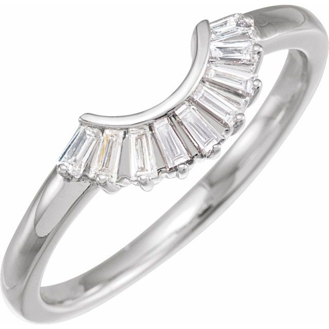 14K Yellow Or White Or Rose Gold Tapered Baguette 2.6 X 1.3 X 1.1 Mm Polished 1/4 Ctw Natural Diamond Contour Band, Size 7
