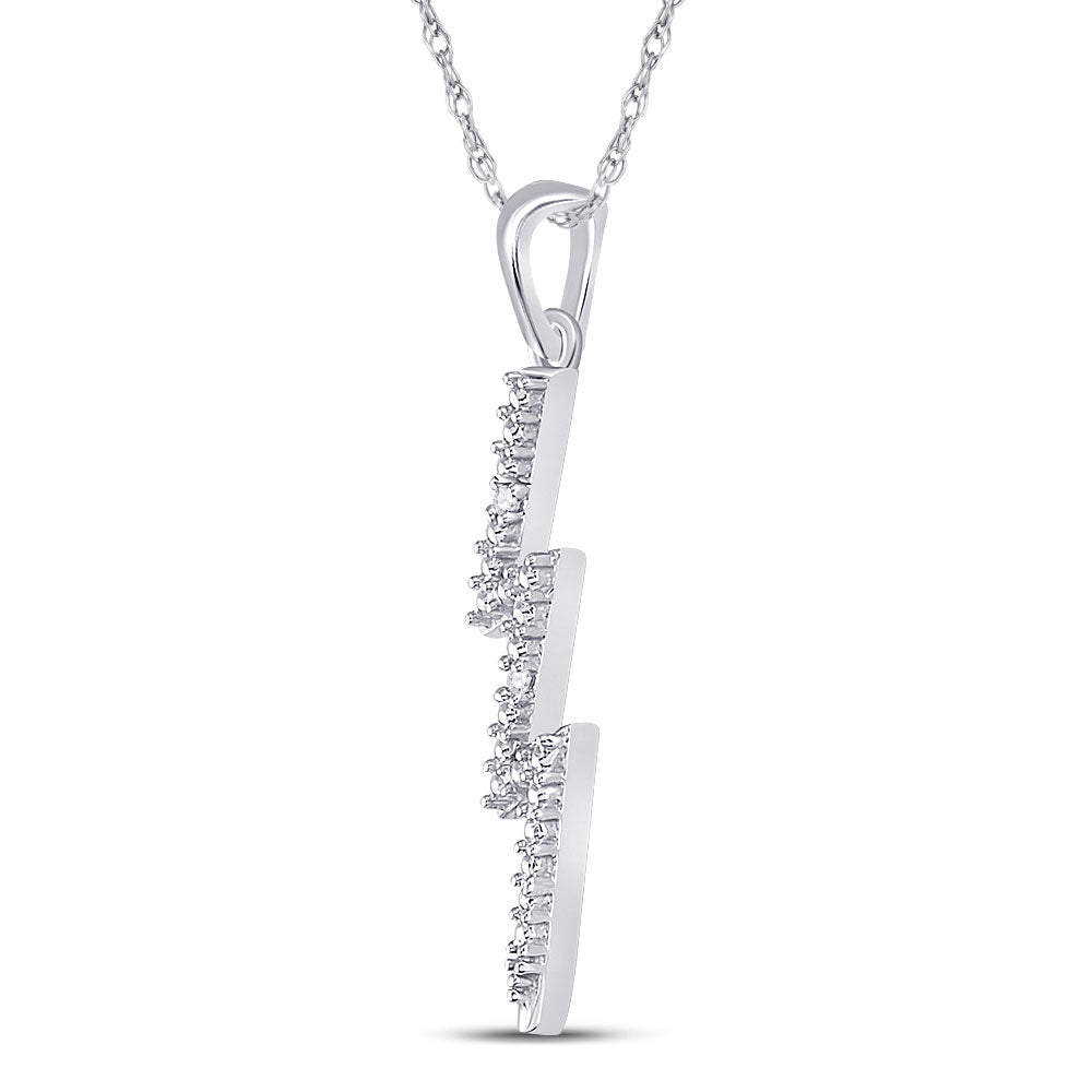 Sterling Silver Womens Round Diamond-accent Lightning Bolt Pendant .01 Cttw, Length: 1.19 In, Width: 0.23 In