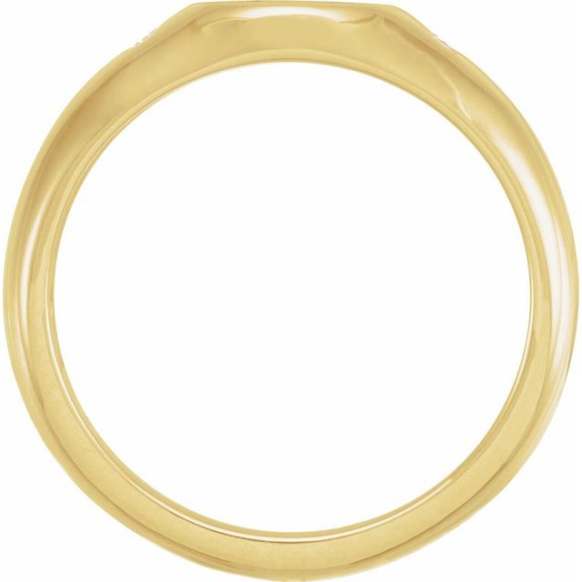 14K Yellow Gold Round 2 Mm Polished .06 Ctw Natural Diamond Engravable Signet Ring, Size 10