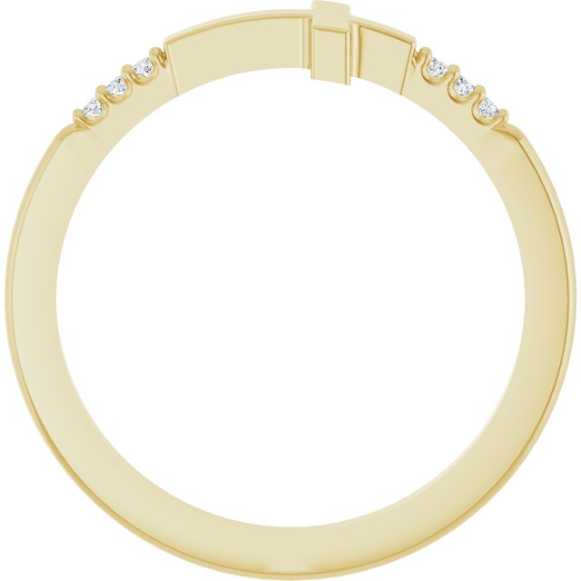14K Yellow Gold Round 1.1 Mm Polished .025 Ctw Natural Diamond Stackable Sideways Cross Ring, Size 7